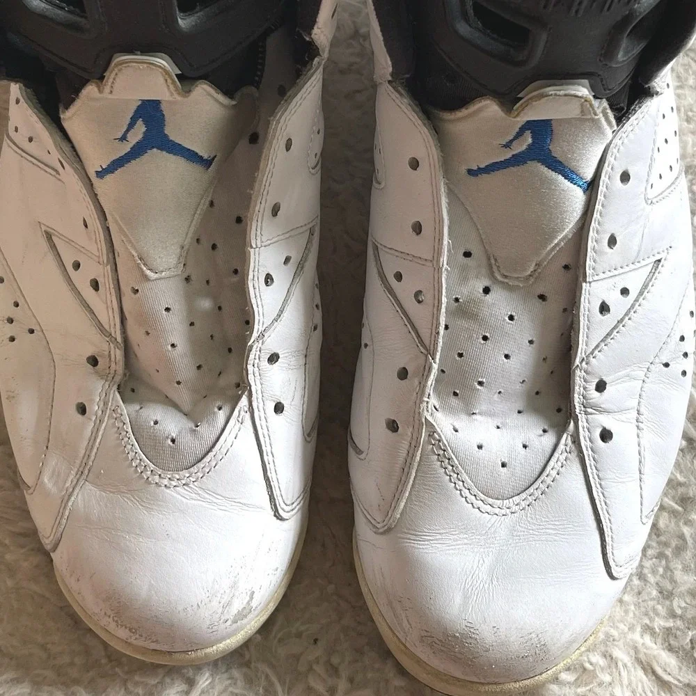 Jordan 6 Retro Sport Blue White Black Basketball Shoes 384664-107 Mens Size 8.5
